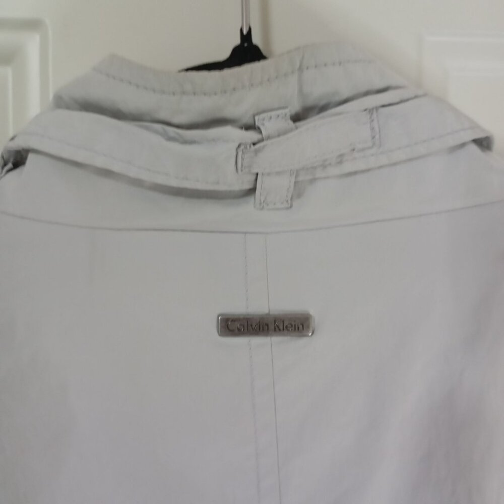 Calvin Klein Mens Light Gray Utility Jacket Multiple Pockets & Zipper Front Size - Picture 8 of 14